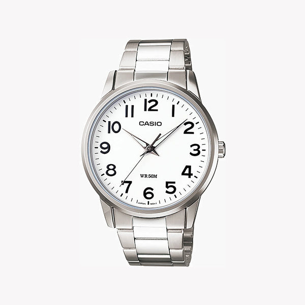 Casio Men's Silver Stainless Steel Watch, White Dial | Mtp-1303d-7bvdf by i-watch