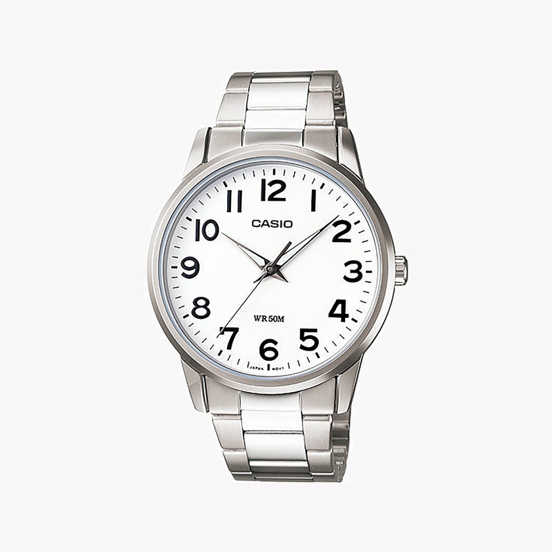 Casio Men's Silver Stainless Steel Watch, White Dial | Mtp-1303d-7bvdf by i-watch