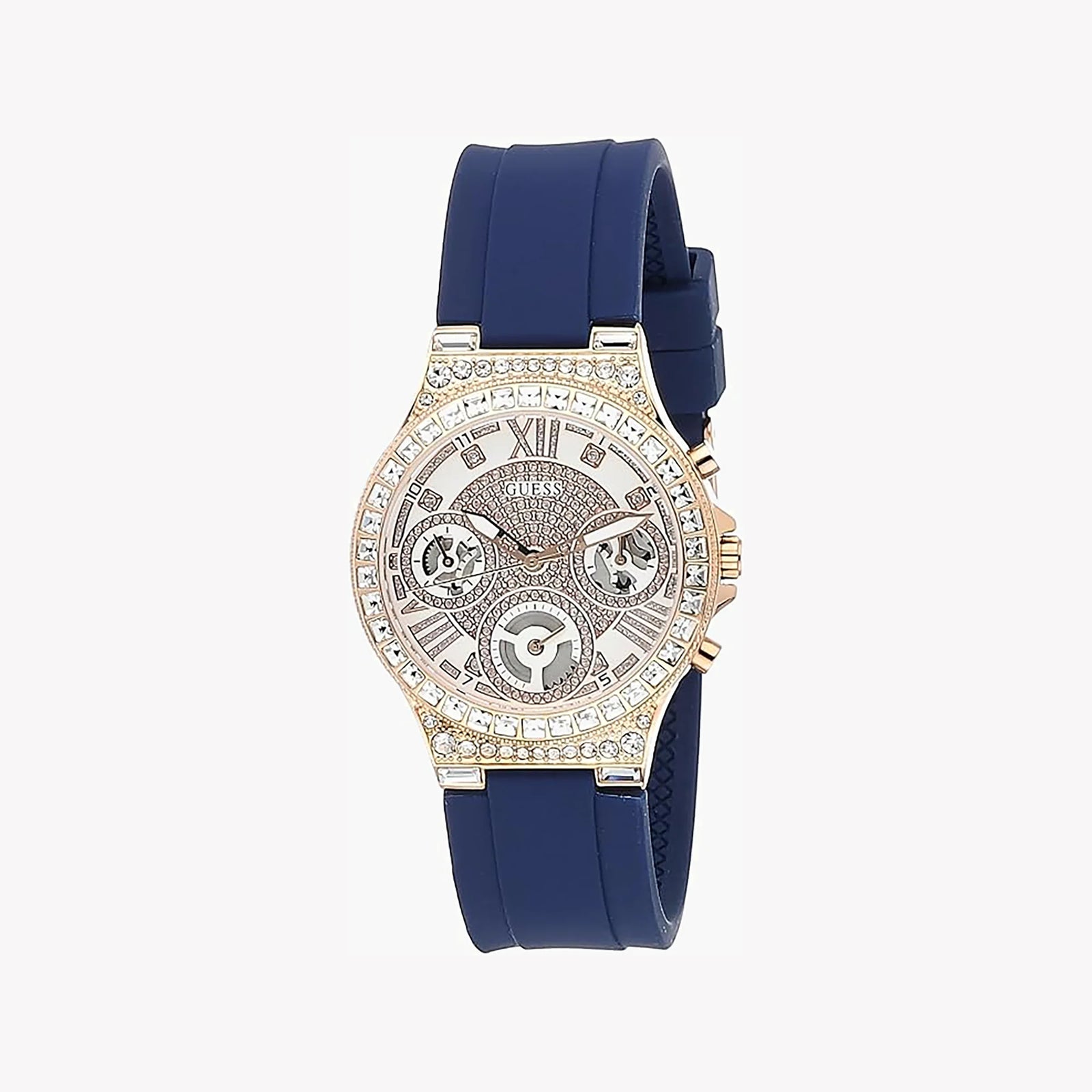Guess Women's Gold & Blue Silicone Watch, White Dial | Gw0257l3 by i-watch