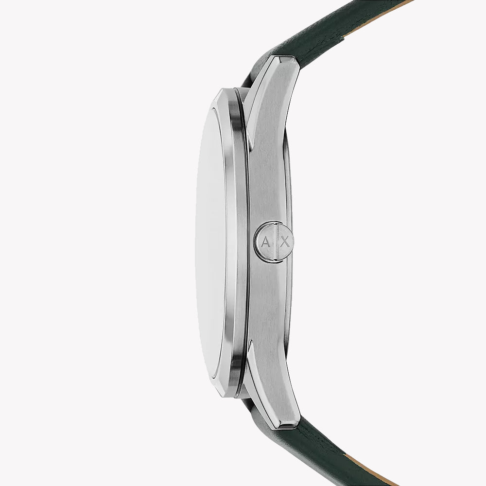 ARMANI EXCHANGE Women's Watch with Silver Stainless Steel Case and Green Leather Band-i-Watch-2