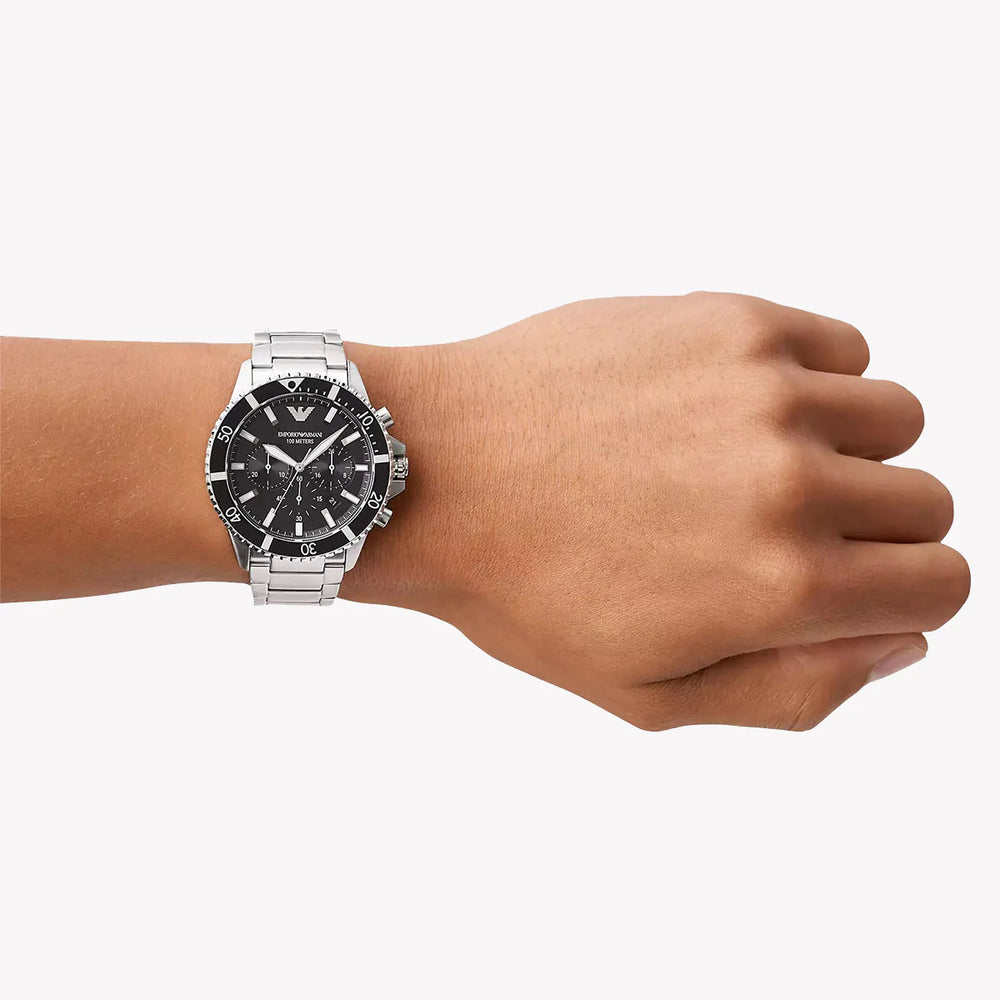 Emporio Armani Men's Silver Watch, Black Dial | Ar11360 by i-watch