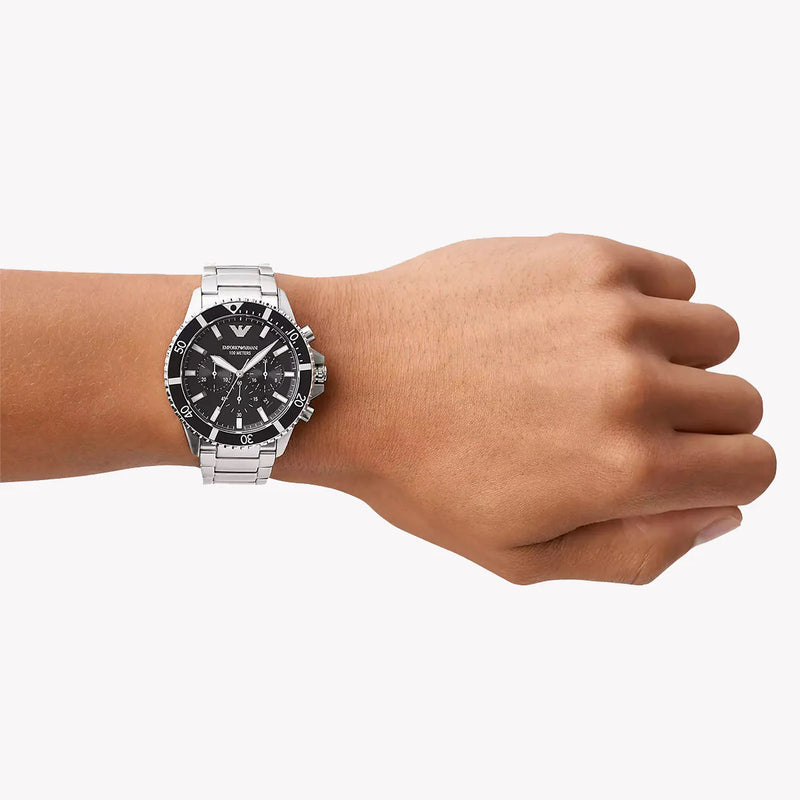 Emporio Armani Men's Silver Watch, Black Dial | Ar11360 by i-watch