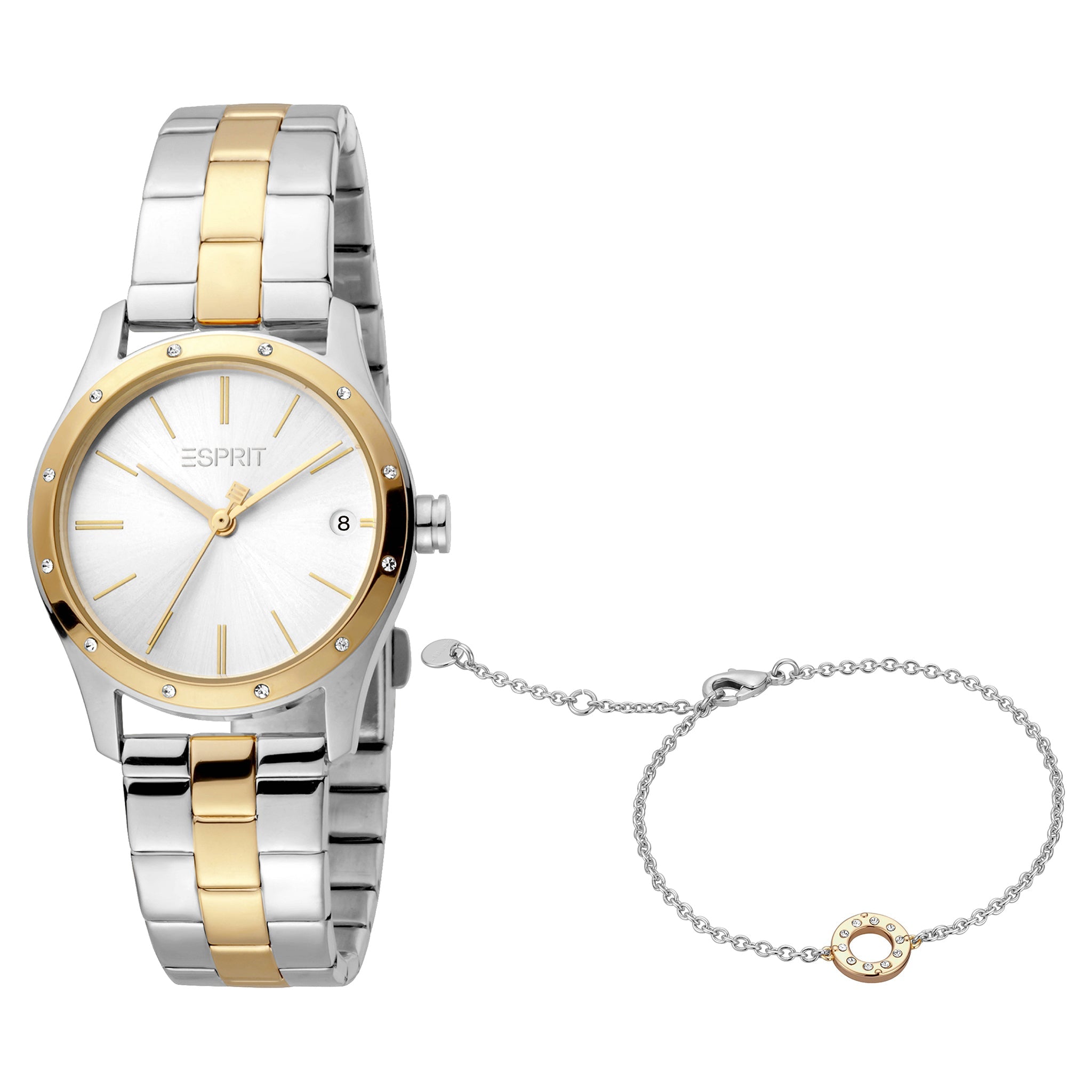 ESPRIT Women's Watch with Silver Stainless Steel Case and Silver & Gold Stainless Steel Band