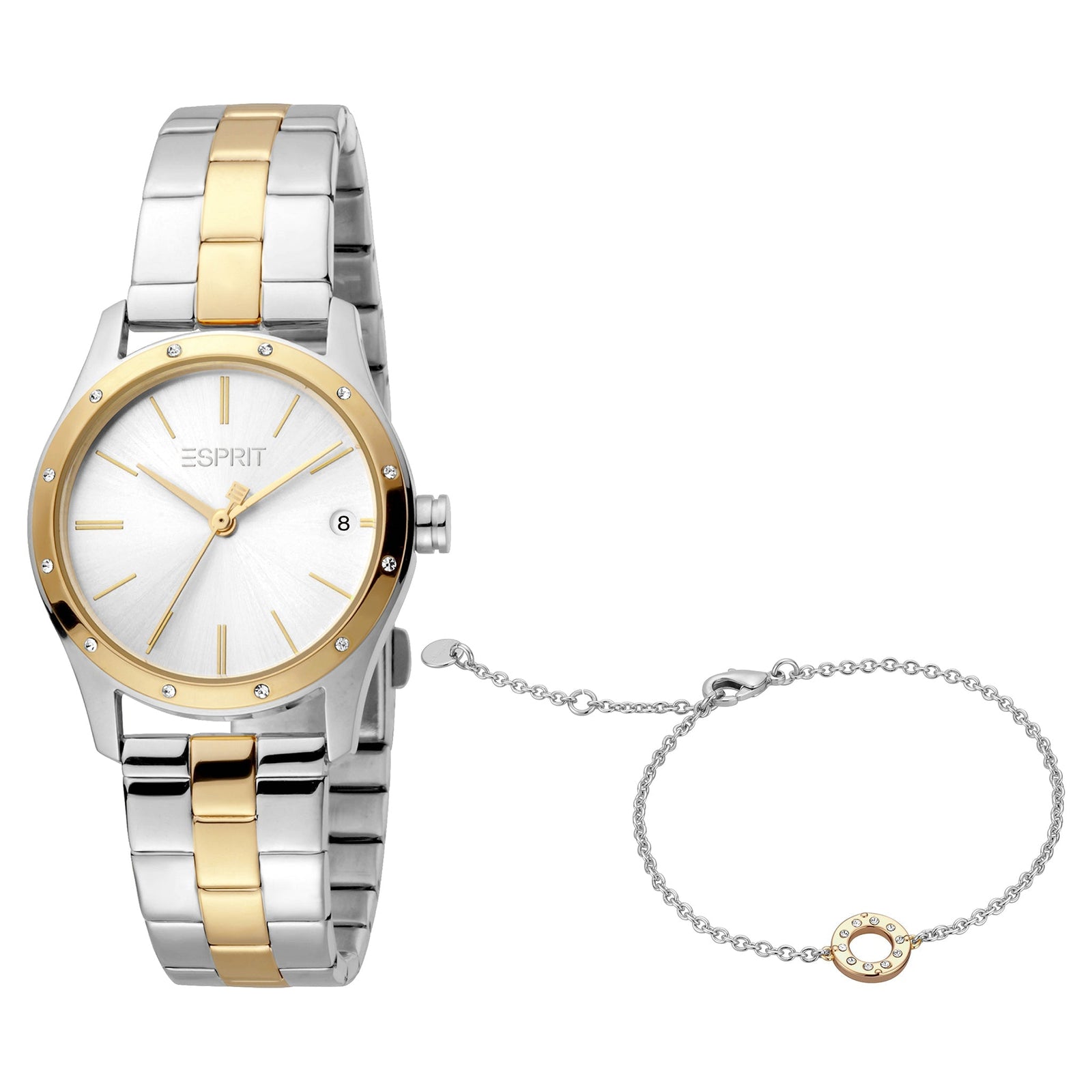 Esprit Women's Watch With Silver Stainless Steel Case And Silver & Gold Stainless Steel Band by i-watch
