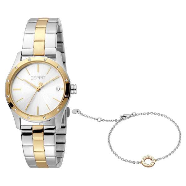 Esprit Women's Watch With Silver Stainless Steel Case And Silver & Gold Stainless Steel Band by i-watch