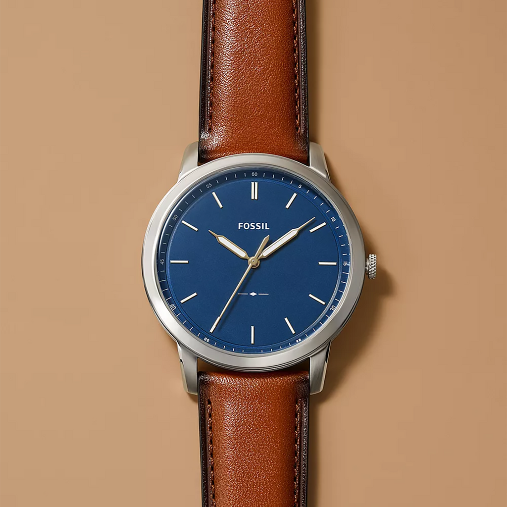 FOSSIL FS5304 - MODERN ELEGANCE MEN'S WATCH WITH BLUE DIAL & BROWN LEATHER STRAP-i-Watch-3