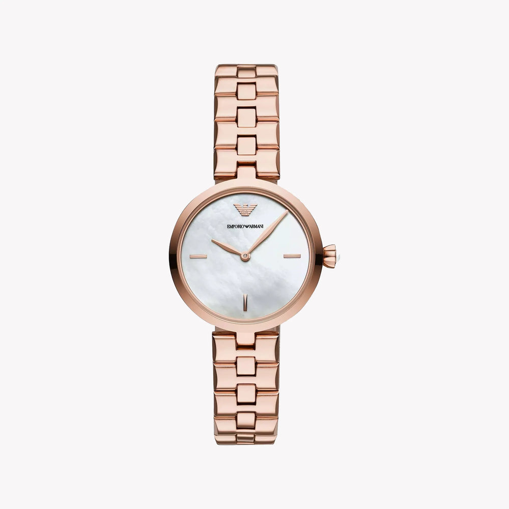 Emporio Armani Women's Rose Gold Watch, White Dial | Ar11196 by i-watch