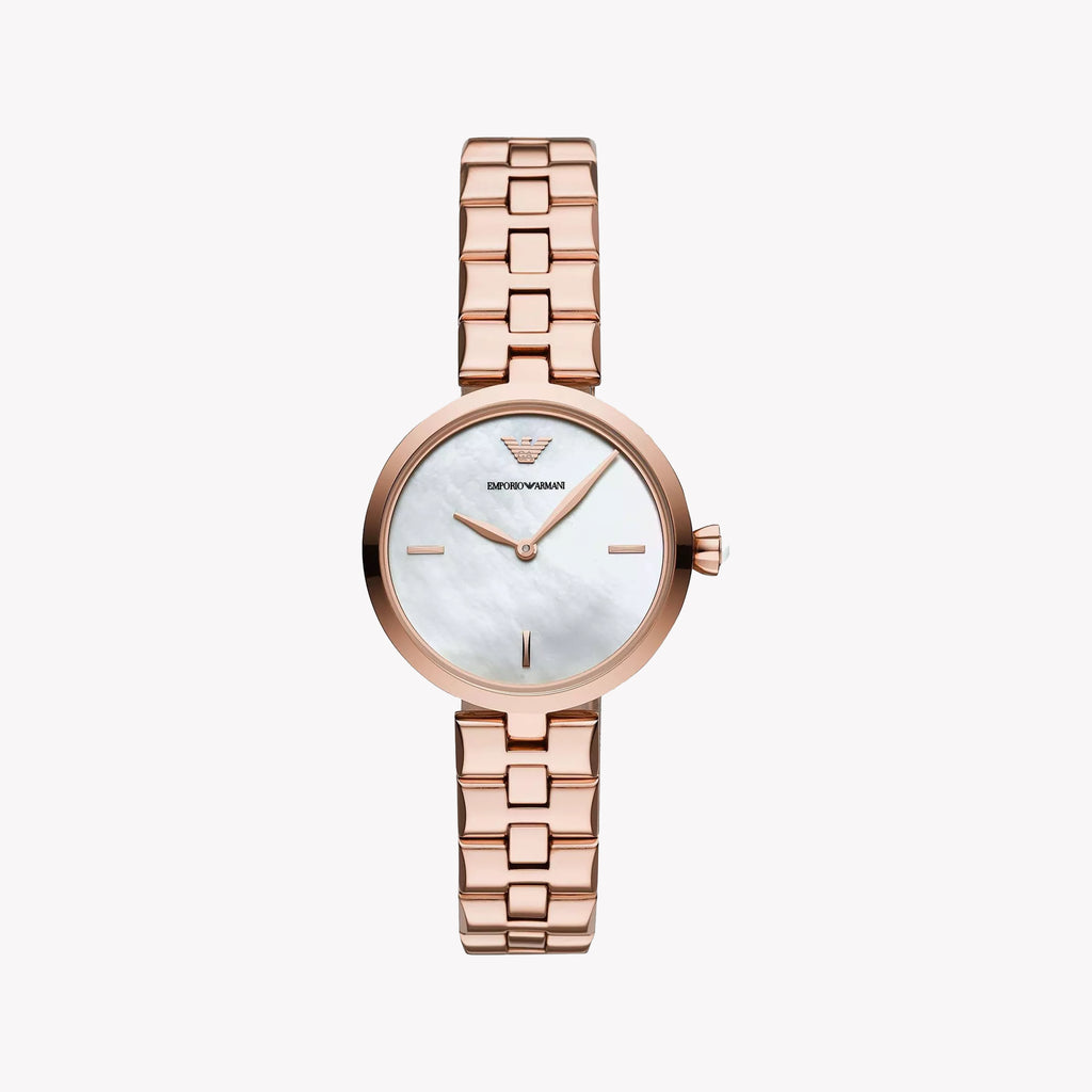 EMPORIO ARMANI AR11196 RADIANT ELEGANCE - ROSE GOLD WOMEN'S WATCH WITH WHITE DIAL