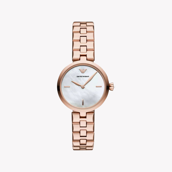 Emporio Armani Women's Rose Gold Watch, White Dial | Ar11196 by i-watch