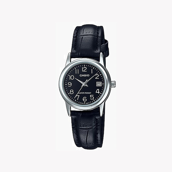 Casio Women's Black Leather Watch, Stainless Steel | Ltp-V002l-1b by i-watch