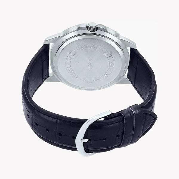 Casio Men's Black Leather Watch, Stainless Steel Case | Mtp-Vd01l-1cv by i-watch