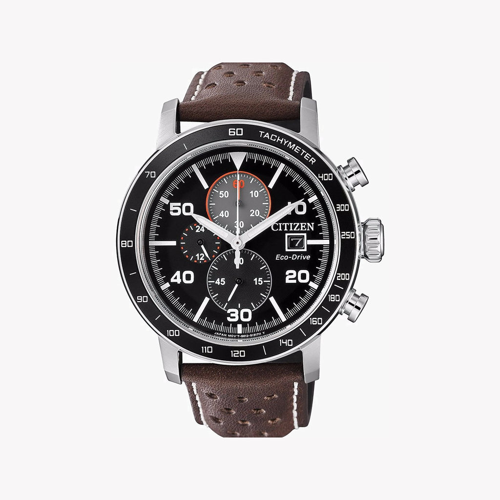 CITIZEN CA0641-24E - MODERN ELEGANCE: STAINLESS STEEL CHRONOGRAPH & LEATHER TIMEPIECE