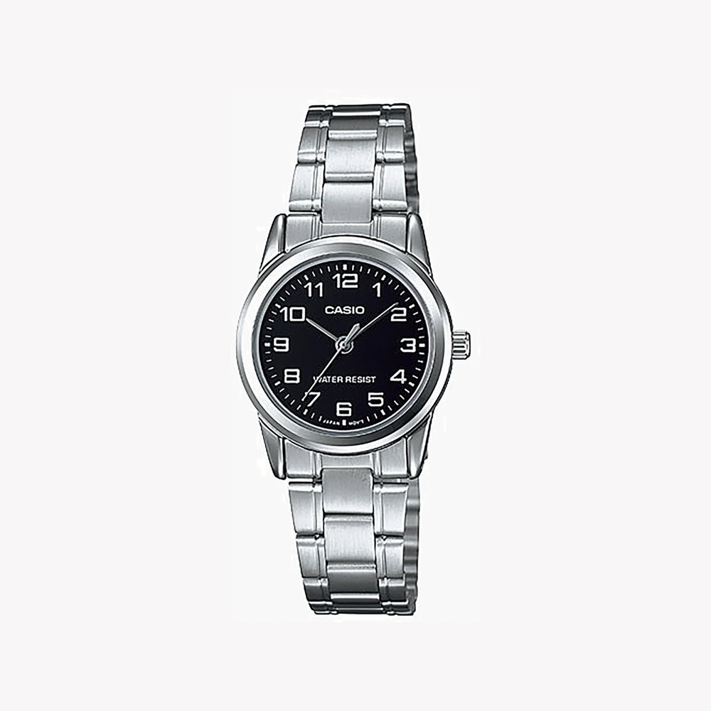Casio Women's Silver Watch, Black Dial | Ltp-V001d-1b by i-watch