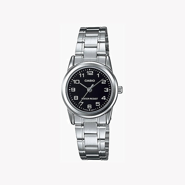 Casio Women's Silver Watch, Black Dial | Ltp-V001d-1b by i-watch
