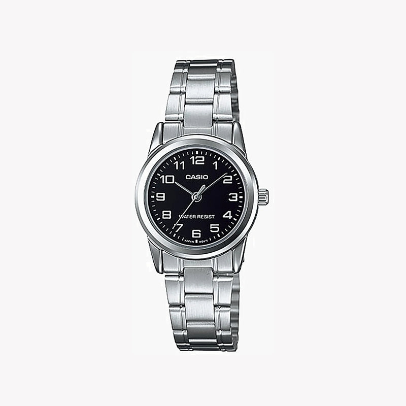 Casio Women's Silver Watch, Black Dial | Ltp-V001d-1b by i-watch