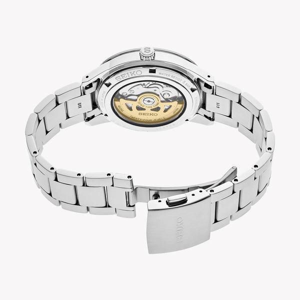 Seiko Men's Silver Stainless Steel, Black Dial | Ssa425j1