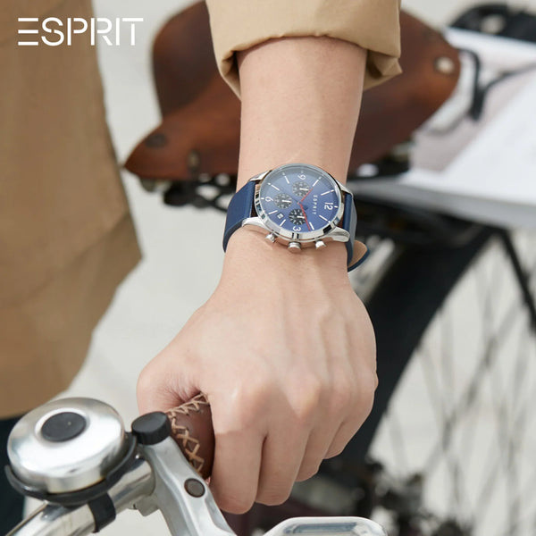 ESPRIT MEN'S BLUE LEATHER WATCH - TIMELESS STYLE WITH STAINLESS STEEL ELEGANCE-i-Watch-4