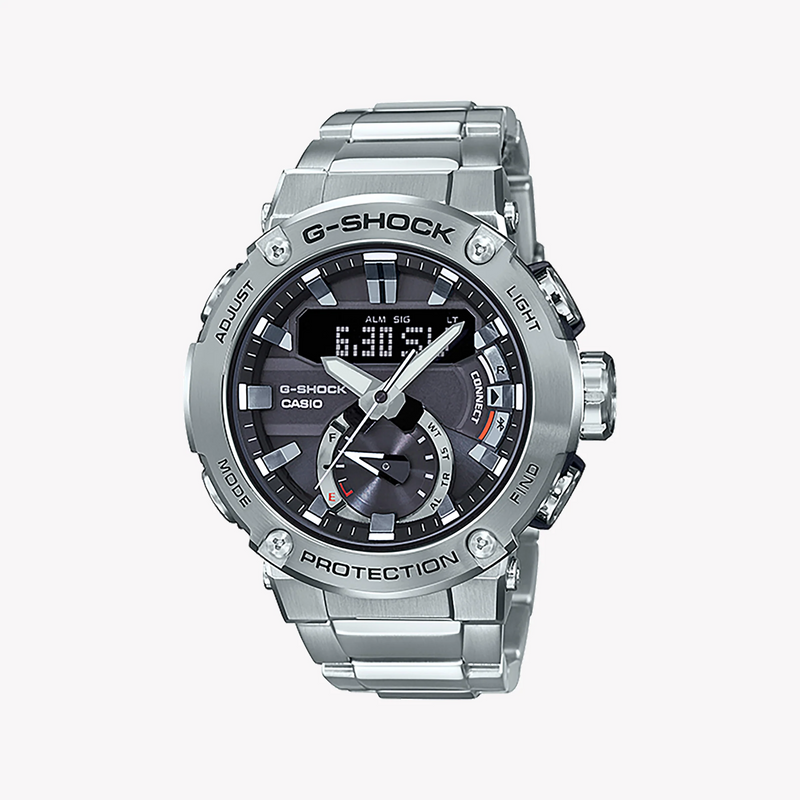 Casio G-Shock Gst-B200d-1adr - Boldly Built For Adventure & Style Men's Watch With Silver Stainless Steel BAnd and Black Dial by i-watch