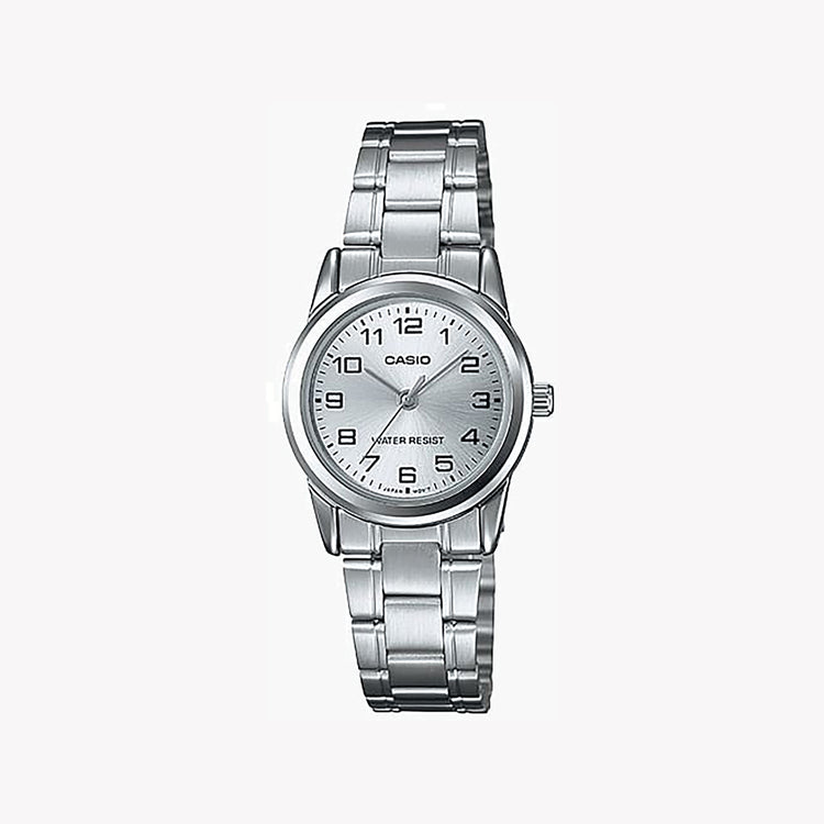 Casio Women's Silver Stainless Steel Watch, Silver Dial | LTP-V001D-7B