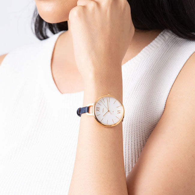 FOSSIL ES4355 CHIC RADIANCE - ELEGANT ROSE GOLD & BLUE LEATHER WOMEN'S WATCH-i-Watch-4