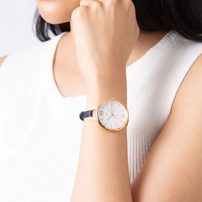 Fossil Women's Rose Gold Watch, Blue Leather Band | Es4355 by i-watch