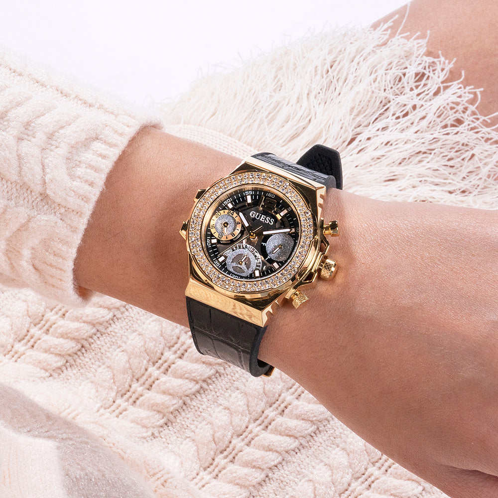 GUESS GW0553L4 - CHIC SOPHISTICATION TIMEPIECE: GOLD STAINLESS STEEL & BLACK SILICONE BAND-i-Watch-5