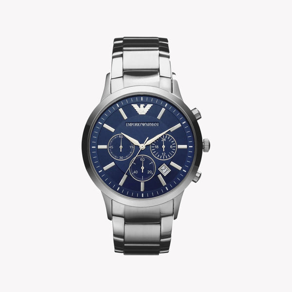 Emporio Armani Men's Silver Watch, Blue Dial | Ar2448