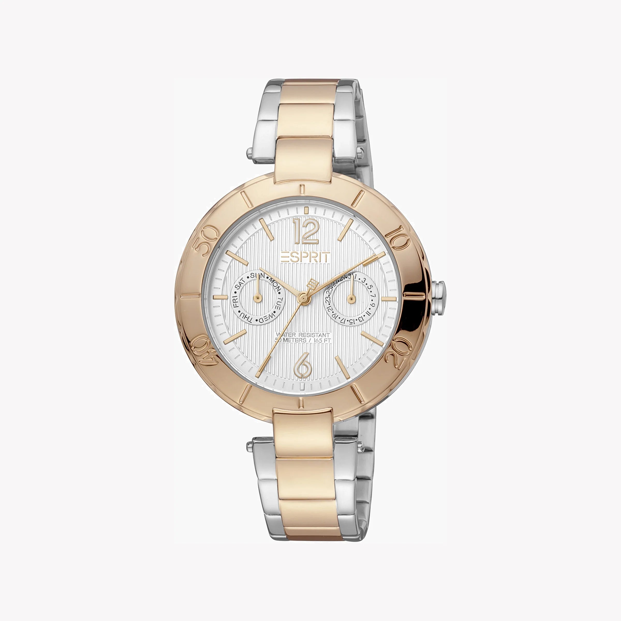 ESPRIT Women's Watch with Rose Gold Stainless Steel Case and Silver & Rose Gold Stainless Steel Band