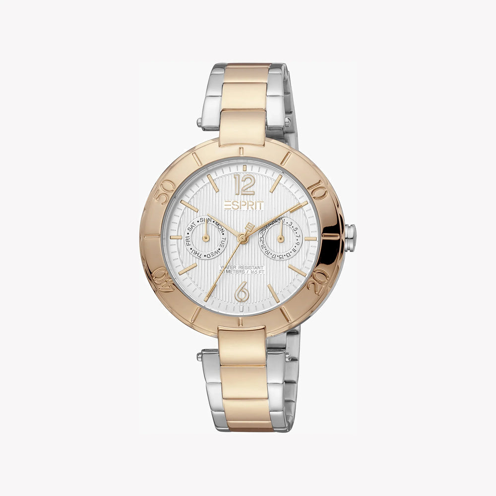 Esprit Women's Watch With Rose Gold Stainless Steel Case And Silver & Rose Gold Stainless Steel Band by i-watch