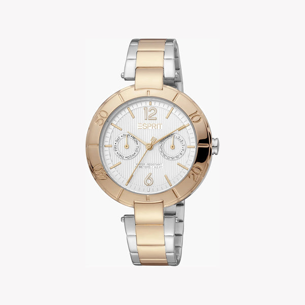 Esprit Women's Watch With Rose Gold Stainless Steel Case And Silver & Rose Gold Stainless Steel Band by i-watch