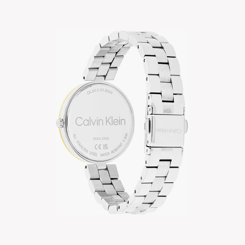 Ck Calvin Klein Women's Silver & Gold Watch, Black Dial | K3m226d3 by i-watch