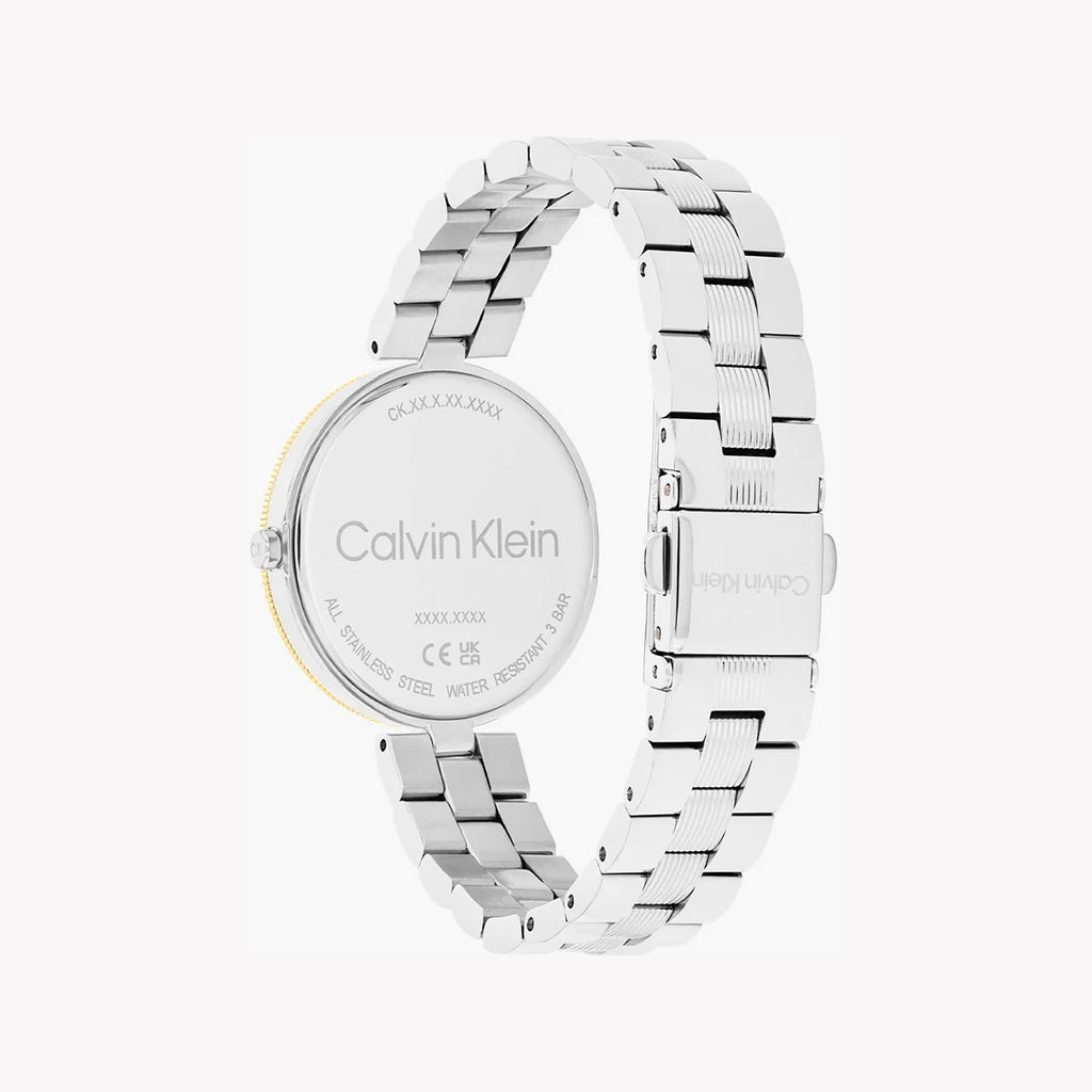 CK CALVIN KLEIN NEW COLLECTION - ELEGANT SLEEK SILVER & GOLD WOMEN'S WATCH with BOLD BLACK DIAL & 3 ATM WATER RESISTANCE-i-Watch-3