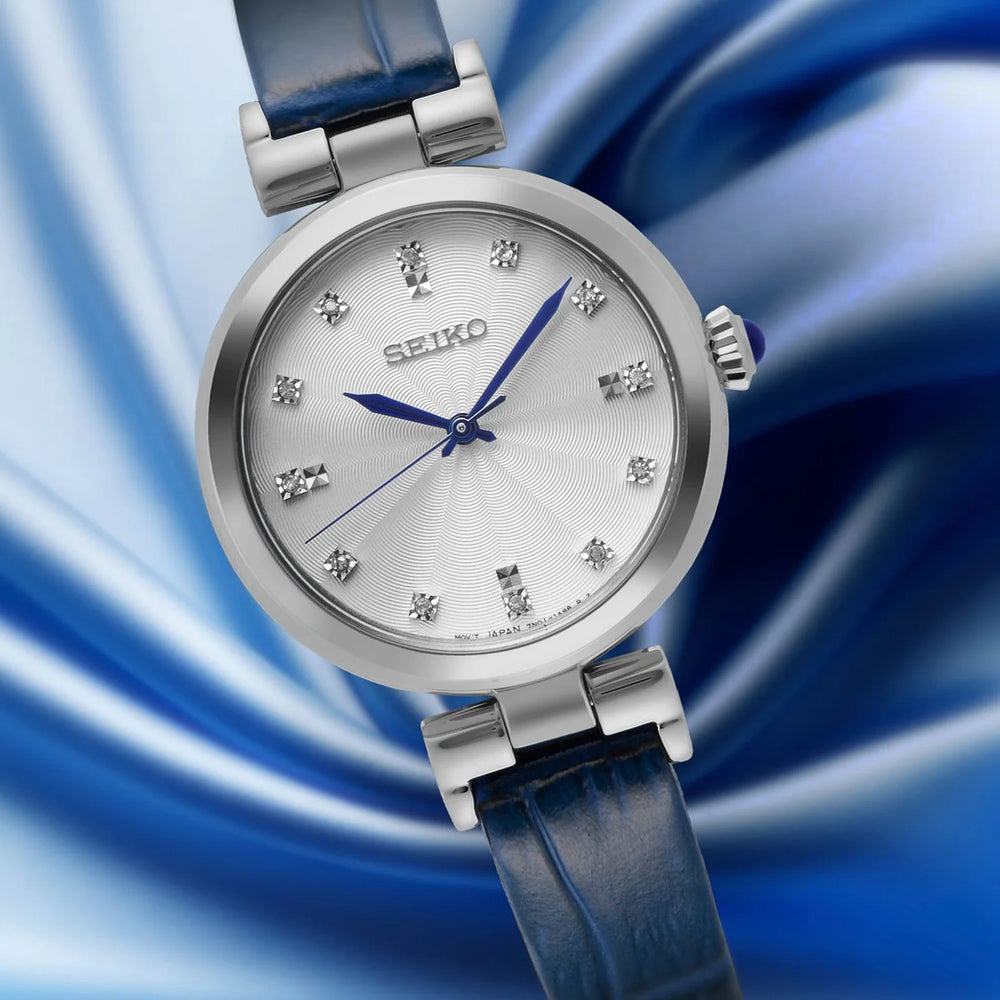 Seiko Women's Silver Stainless Steel, Dark Blue Leather | Srz545p1 by i-watch