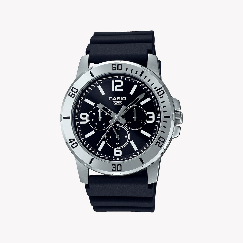 Casio Men's Stainless Steel Black Watch, Resin Band | Mtp-Vd300-1b by i-watch