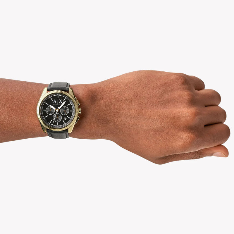 ARMANI EXCHANGE AX2854 - ELEGANT GOLD & BLACK MEN'S TIMEPIECE WITH LEATHER BAND-i-Watch-4