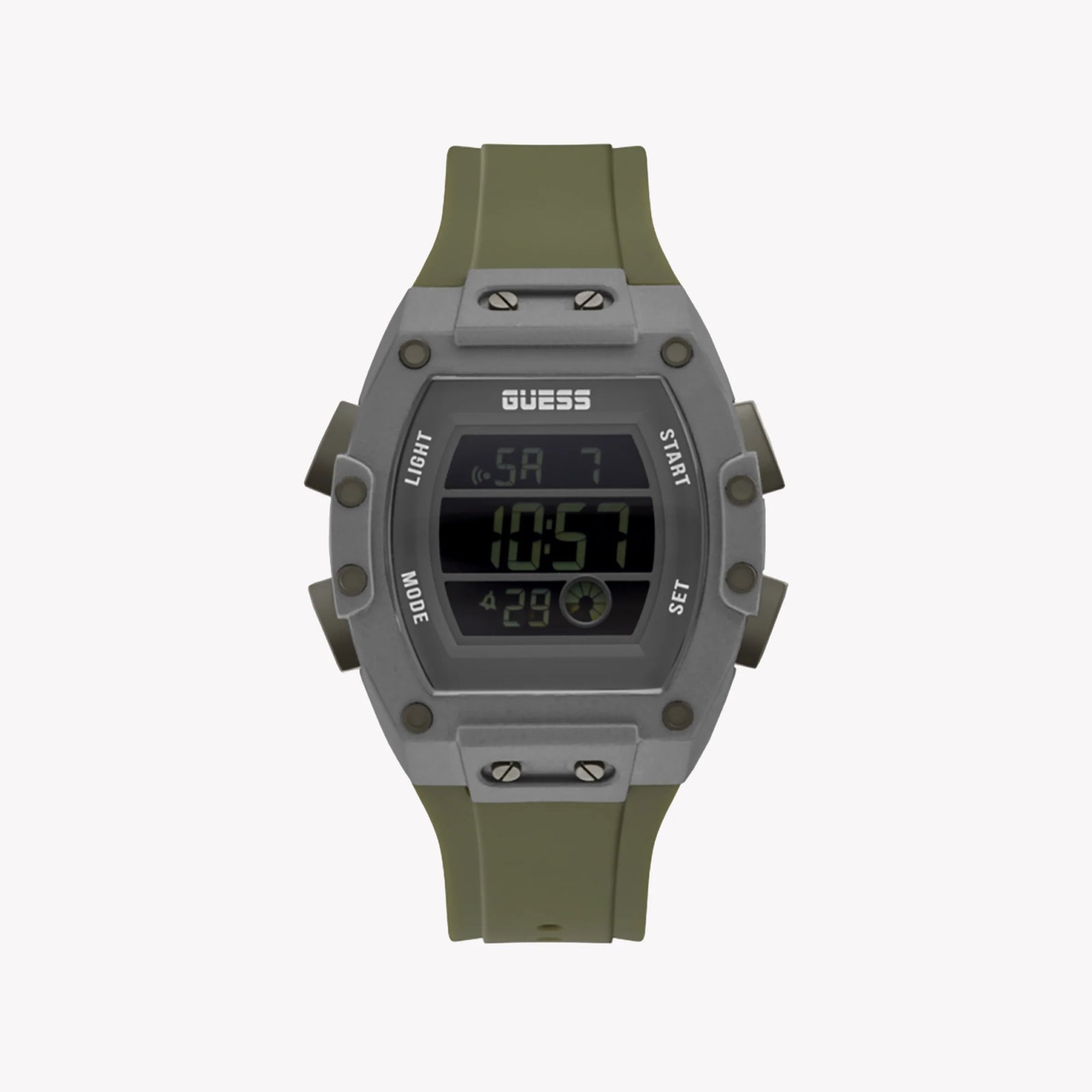 Guess Men's Silver Rubber Watch, Green Silicone | Gw0340g3 by i-watch