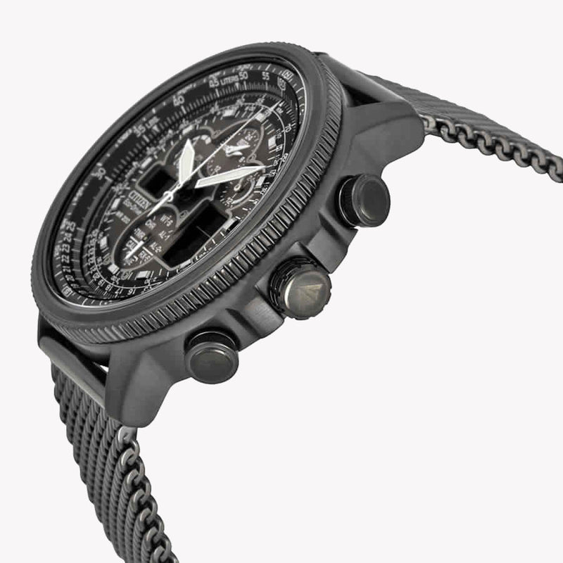 Citizen Jy8037-50e Atomic Eco-Drive - Bold Black Stainless Steel Men's Watch by i-watch