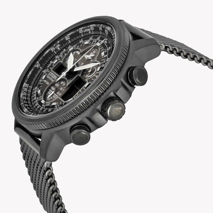 CITIZEN JY8037-50E ATOMIC ECO-DRIVE - BOLD BLACK STAINLESS STEEL MEN'S WATCH-i-Watch-5