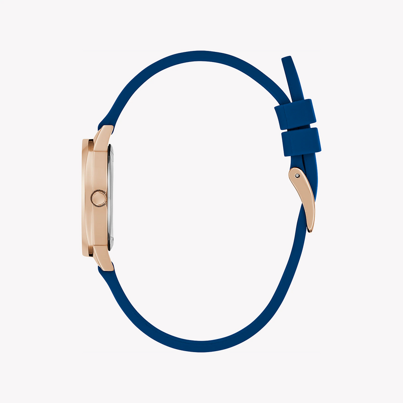 Guess Women's Rose Gold & Blue Silicone Watch, White Dial | Gw0820l2 by i-watch