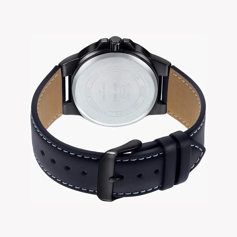 Casio Mtp-E173bl-1avdf Sporty Elegance - Men's Black Leather & Stainless Steel Timepiece by i-watch