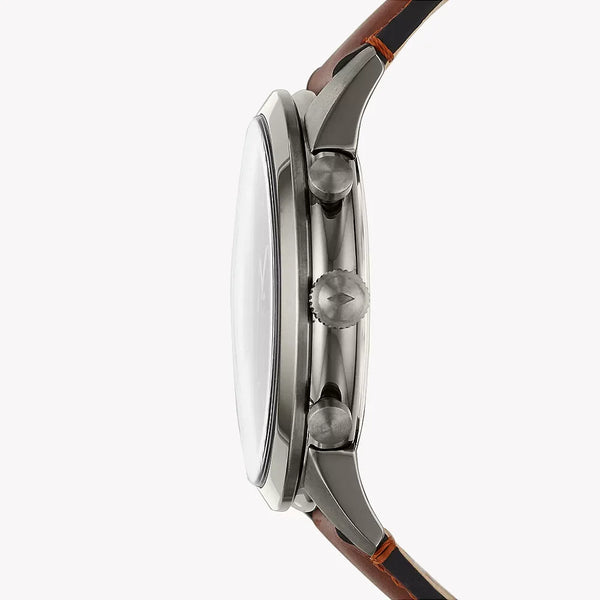 Fossil Men's Gray Stainless Steel Watch, Brown Leather | Fs5522 by i-watch