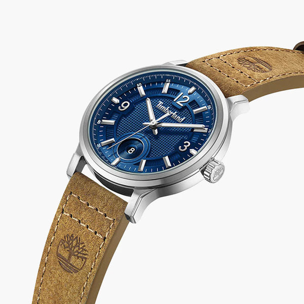 Timberland Men's Silver & Beige Leather Watch, Blue Dial | Tdwgb0055903 by i-watch