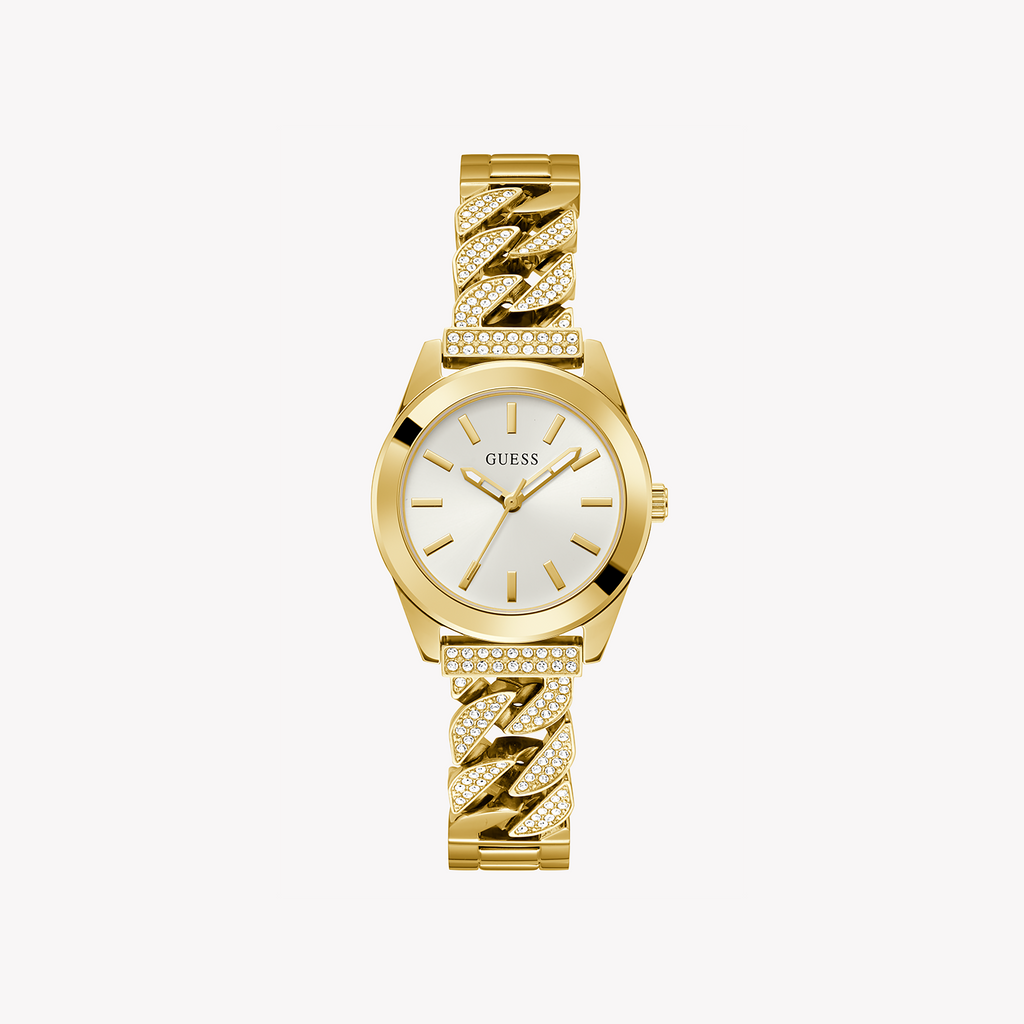 GUESS GW0546L2 RADIANT CHARM - ELEGANT GOLD WOMEN'S WATCH WITH WHITE DIAL & STAINLESS STEEL BAND