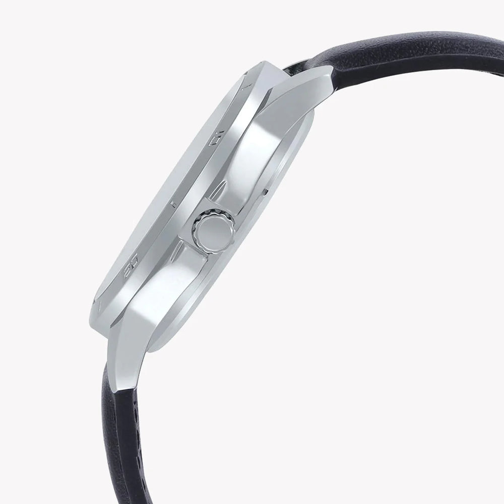 Timeless Elegance Men's Silver Watch, Black Leather | Mtp-V004l-1budf by i-watch