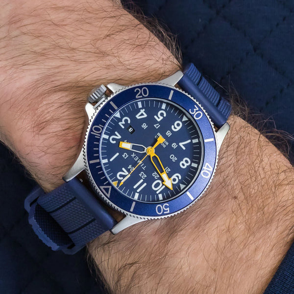 Timex Men's Blue Silicone Watch, Brass Case | Tw2r60700