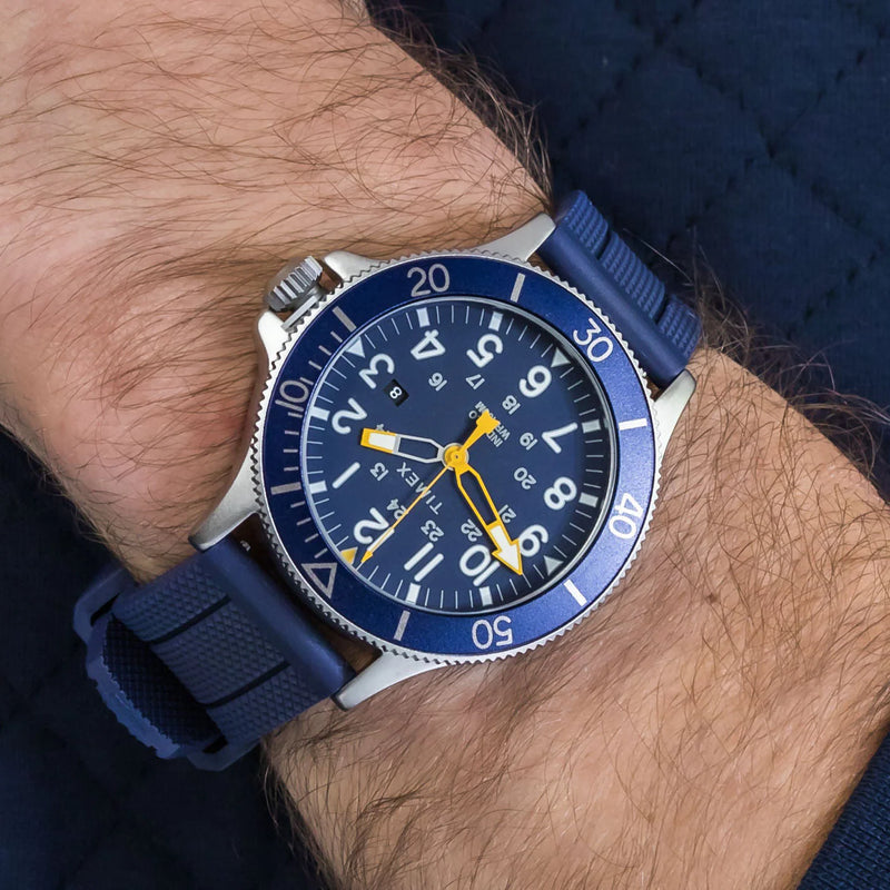 Timex Men's Blue Silicone Watch, Brass Case | Tw2r60700 by i-watch