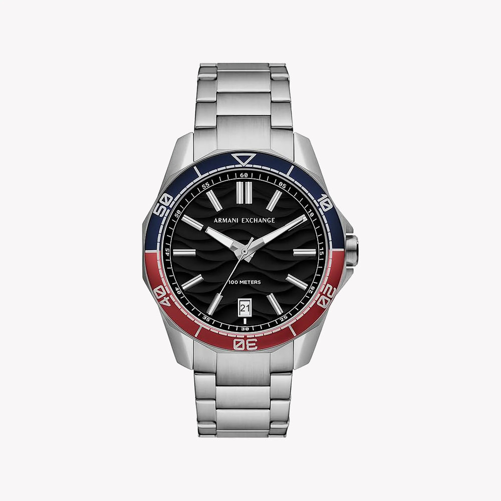 ARMANI EXCHANGE AX1955 - MODERN SLEEK STYLE MEN'S WATCH WITH SILVER STAINLESS STEEL & BLACK DIAL