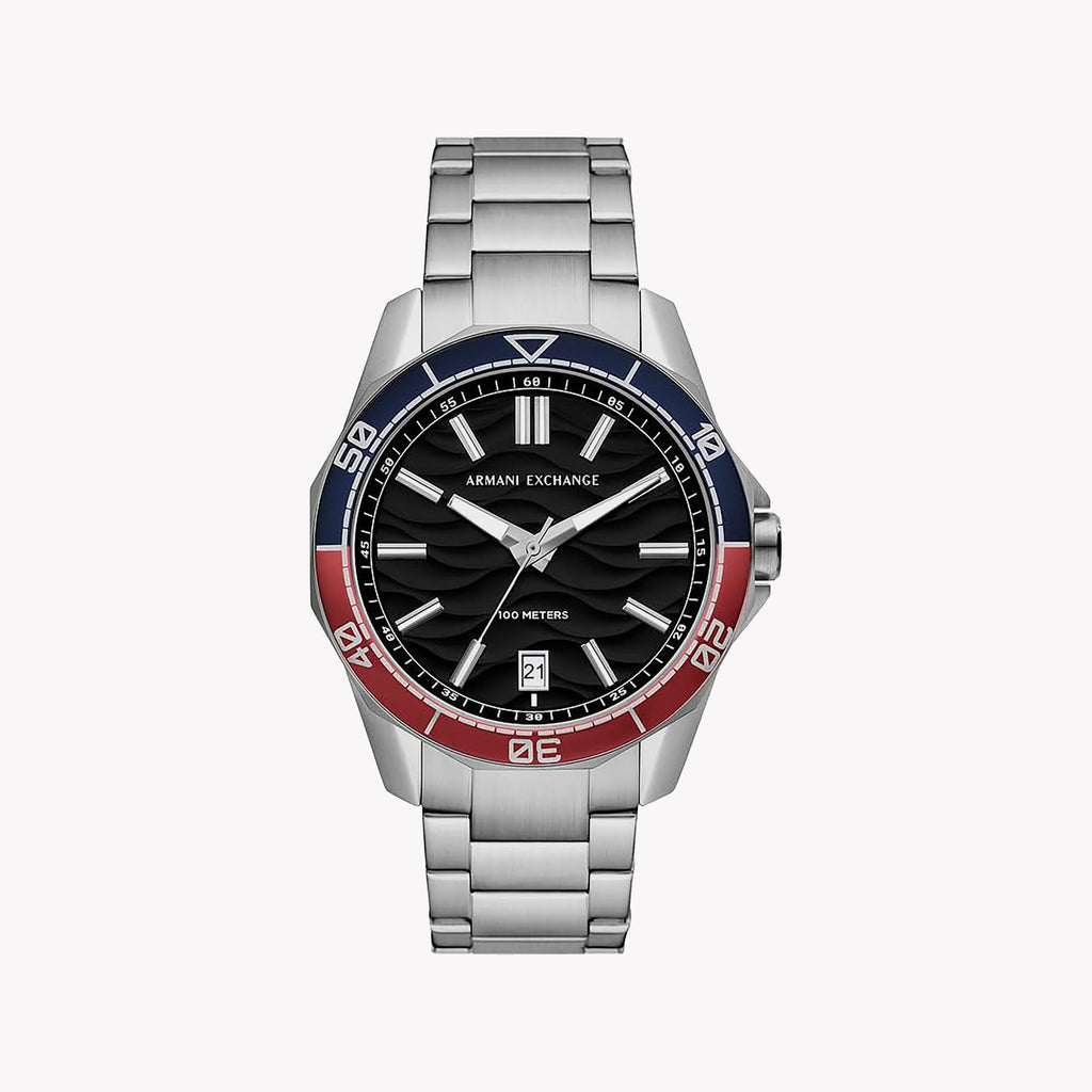 ARMANI EXCHANGE AX1955 - MODERN SLEEK STYLE MEN'S WATCH WITH SILVER STAINLESS STEEL & BLACK DIAL