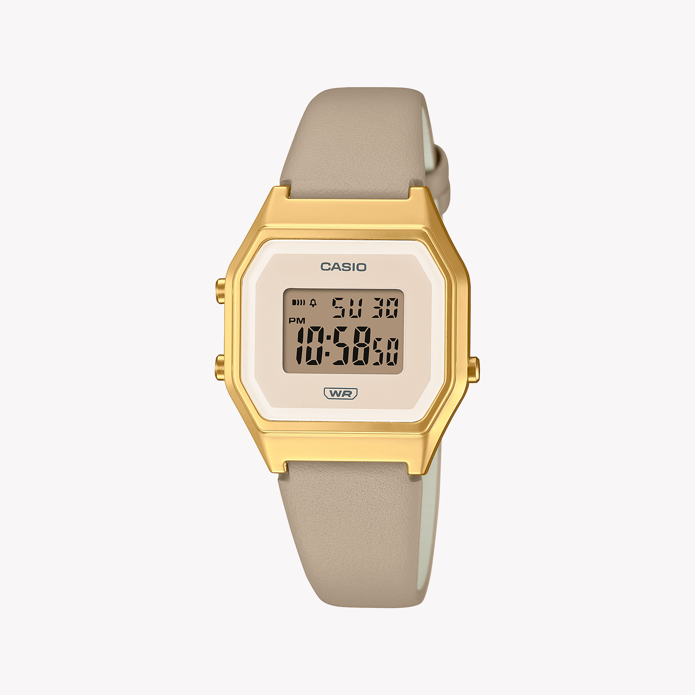 CASIO LA680WEGL-5DF ELEGANT GOLD - VERSATILE WOMEN'S DIGITAL WATCH with Gray Leather Band