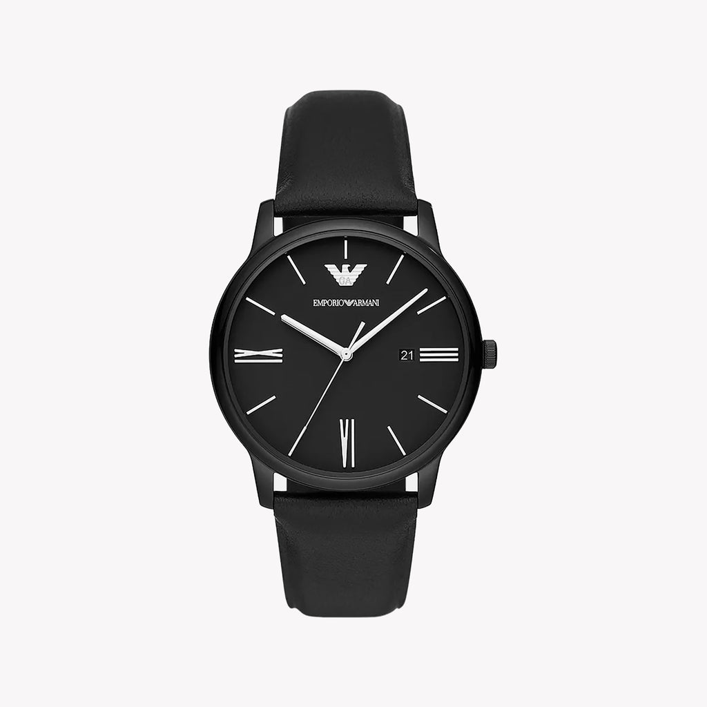 EMPORIO ARMANI AR11573 - BOLDLY MODERN BLACK LEATHER MEN'S WATCH